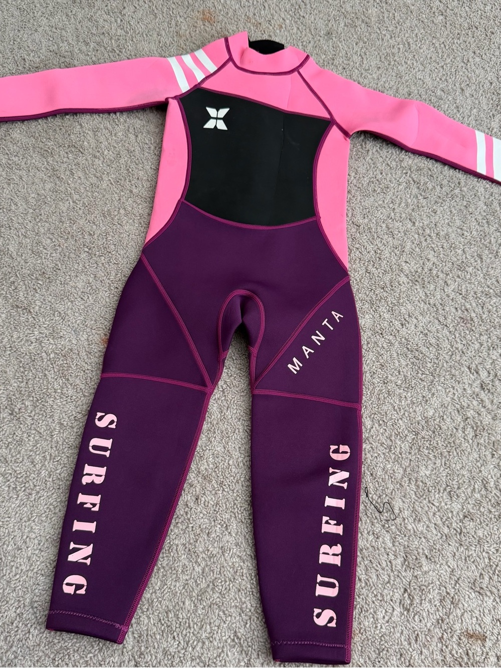 Kids Pink & Purple Full-Body Wetsuit for Swim & Surf